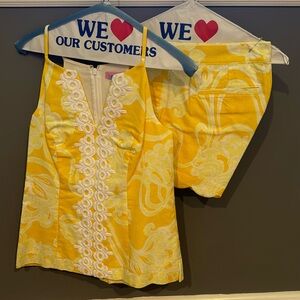 LILLY PULITZER YELLOW SHORTS SET SIZE 2
